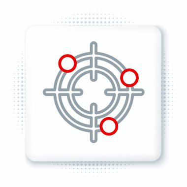 Atış yarışması ikonu için Line Target sporu beyaz arka planda izole edildi. Atış poligonu ya da silah atışı için sayıları olan temiz bir hedef. Renkli taslak konsepti. Vektör.