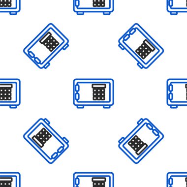 Hat Güvenli simgesi beyaz arkaplanda izole edilmiş kusursuz desen. Kapı, şifreli bir banka kasası. Güvenilir Veri Koruma. Renkli taslak konsepti. Vektör.