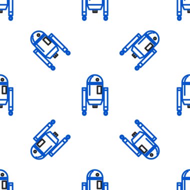 Çizgi Robotu simgesi beyaz arkaplandaki kusursuz deseni izole etti. Renkli taslak konsepti. Vektör.