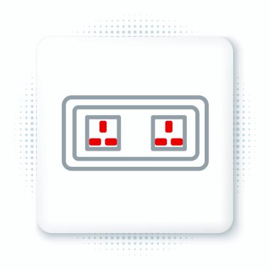 Beyaz arkaplanda elektrik çıkış simgesi izole edildi. Elektrik prizi. Rosette sembolü. Renkli taslak konsepti. Vektör.