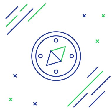 Pusula simgesi beyaz arkaplanda izole edildi. Rüzgâr yön bulma sembolü. Rüzgar gül işareti. Renkli taslak konsepti. Vektör.