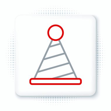 Çizgi Partisi şapka simgesi beyaz arkaplanda izole edildi. Doğum günü şapkası. Renkli taslak konsepti. Vektör.