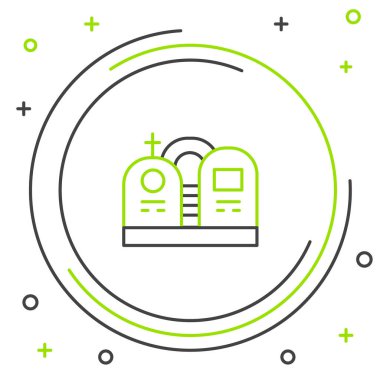 Mezar taşı simgesi beyaz arkaplanda izole edilmiş. Renkli taslak konsepti. Vektör.