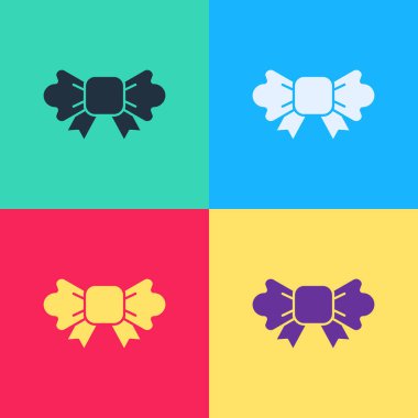 Pop Art Bow kravat simgesi renk arkaplanda izole edildi. Vektör.