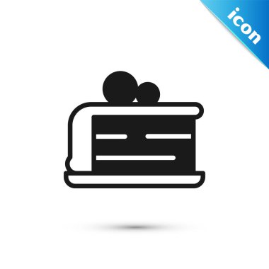 Beyaz arka planda izole edilmiş gri pasta simgesi. Doğum günün kutlu olsun. Vektör.