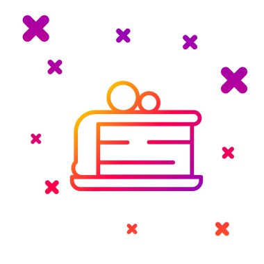 Beyaz arkaplanda izole edilmiş renkli pasta simgesi. Doğum günün kutlu olsun. Kademeli rastgele dinamik şekiller. Vektör.