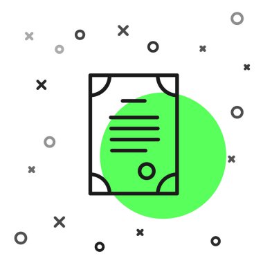 Siyah çizgi ölüm sertifikası simgesi beyaz arkaplanda izole edildi. Vektör.