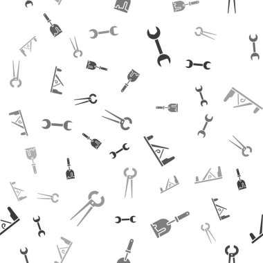 Anahtarı, macun bıçağını, tahta uçak aletini, kıskacı ve kerpeteni pürüzsüz desene ayarla. Vektör.