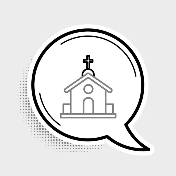 Line Church Building Icon Isolated Grey Background Christian Church Religion — Stock Vector