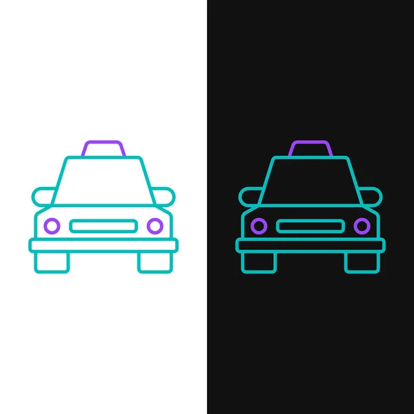 Line Taxi Auto Pictogram Geïsoleerd Witte Zwarte Achtergrond Kleurrijk Concept — Stockvector