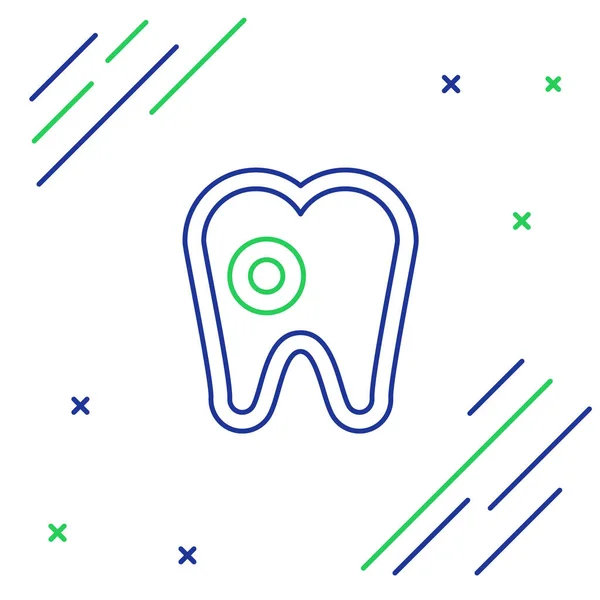 Лінія Зуб Піктограмою Карієсу Ізольовано Білому Тлі Розпад Зубів Барвиста — стоковий вектор