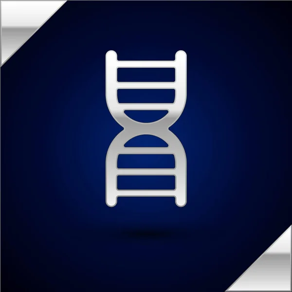 Silver Dna Symbol Icon Isolated Dark Blue Background Vector — Stock Vector