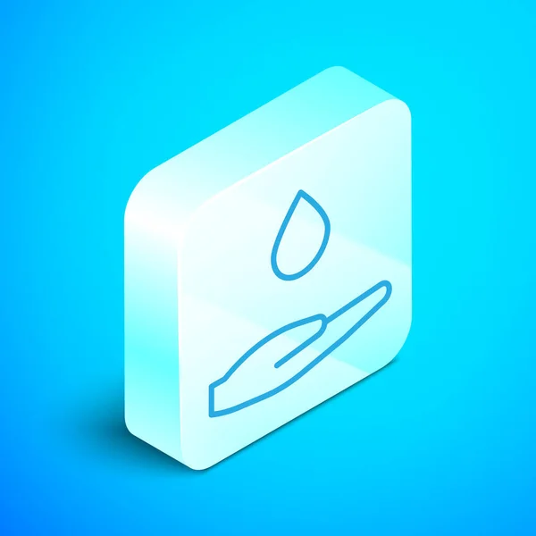 Isometric Line Washing Hands Soap Icon Isolated Blue Background Washing — Stock Vector