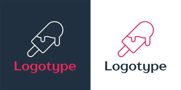 Logotype Line Ícone Sorvete Isolado Fundo Branco Símbolo Doce Elemento —  Vetores de Stock