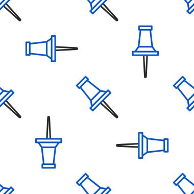 Line Push simgesi beyaz arkaplanda izole edilmiş pürüzsüz desen. Raptiye işareti. Renkli taslak konsepti. Vektör.