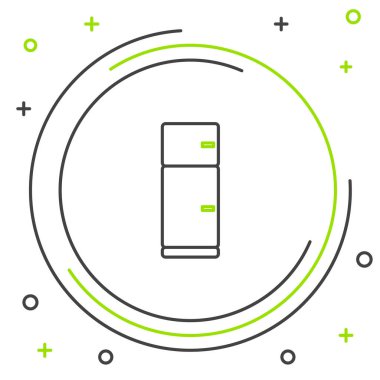 Buzdolabı simgesi beyaz arkaplanda izole edildi. Buzdolabı buzdolabı. Ev aletleri ve aletler. Renkli taslak konsepti. Vektör.