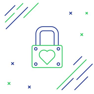 Hat Kilidi ve kalp simgesi beyaz arkaplanda izole edildi. Kilitli Kalp. Aşk sembolü ve anahtar deliği işareti. Sevgililer Günü sembolü. Renkli taslak konsepti. Vektör.