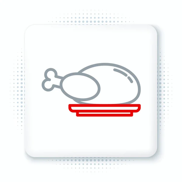 Línea Pavo Asado Pollo Icono Aislado Sobre Fondo Blanco Concepto — Vector de stock