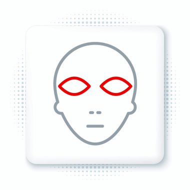 Beyaz arkaplanda çizgi uzaylı simgesi izole edildi. Uzaylı yüzü ya da kafa sembolü. Renkli taslak konsepti. Vektör.