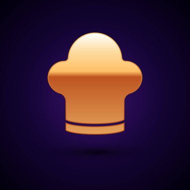 Altın Aşçı şapkası simgesi siyah arkaplanda izole edildi. Aşçılık sembolü. Aşçı şapkası. Vektör.