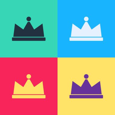 Pop Art Crown simgesi renk arkaplanında izole edilmiş. Vektör.
