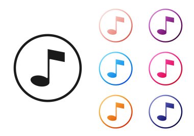Siyah Müzik, beyaz arkaplanda izole edilmiş ton simgesi. Simgeleri renklendirin. Vektör.