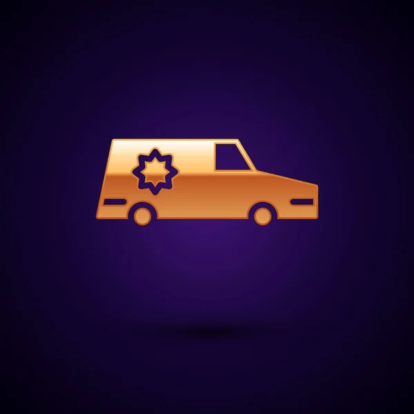 Icono Del Coche Gold Hearse Aislado Sobre Fondo Negro Vector — Vector de stock