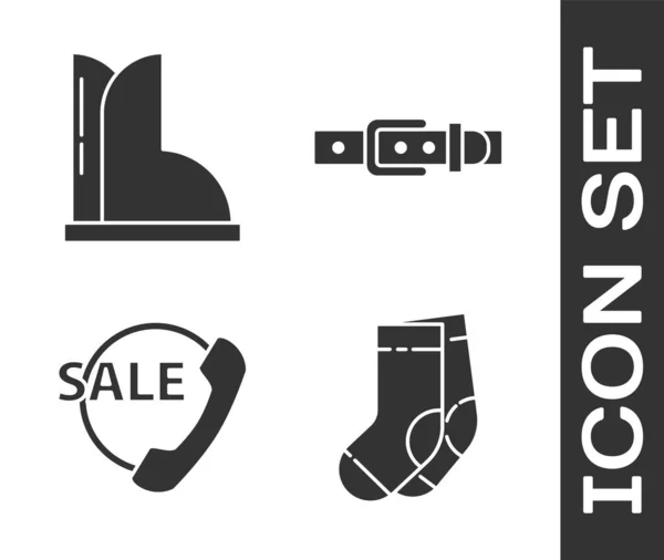 Встановити Шкарпетки Водонепроникний Гумовий Черевик Підтримка Телефону Години Значок Шкіряного — стоковий вектор