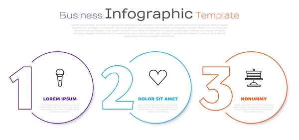 Set Line Microphone Heart Cake Plate Business Infographic Template Vector — Stock Vector