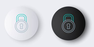 Hat Kilidi simgesi gri arkaplanda izole edildi. Asma kilit işareti. Güvenlik, güvenlik, koruma, gizlilik kavramı. Renkli taslak konsepti. Vektör.