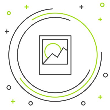 Çizgi Fotoğraf çerçevesi simgesi beyaz arkaplanda izole edildi. Renkli taslak konsepti. Vektör.