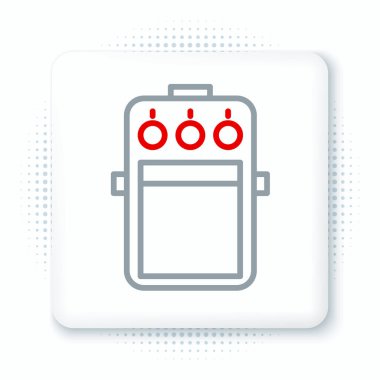 Gitar pedalı simgesi beyaz arkaplanda izole edildi. Müzik aletleri. Renkli taslak konsepti. Vektör.