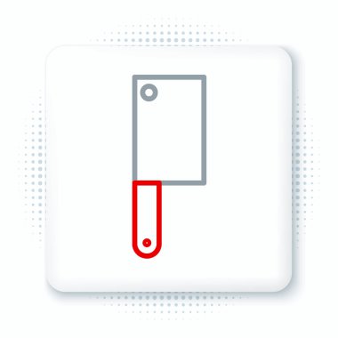 Line Meat helikopter simgesi beyaz arkaplanda izole edildi. Et için mutfak bıçağı. Kasap bıçağı. Renkli taslak konsepti. Vektör.