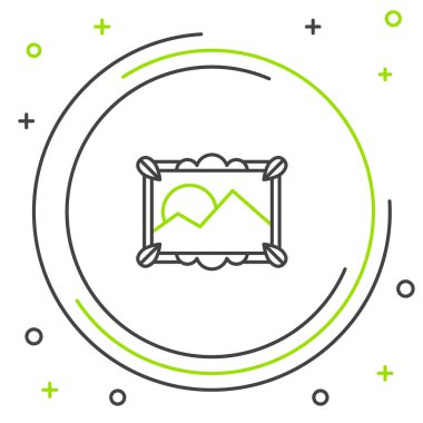 Çizgi Resim manzara simgesi beyaz arkaplanda izole edildi. Renkli taslak konsepti. Vektör.