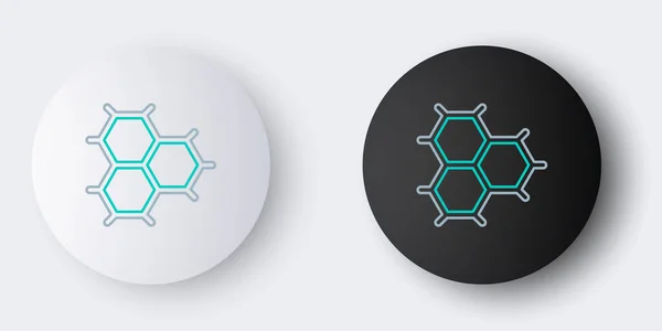 Gri arkaplanda izole edilmiş benzen halkalarından oluşan çizgi kimyasal formülü. Renkli taslak konsepti. Vektör.