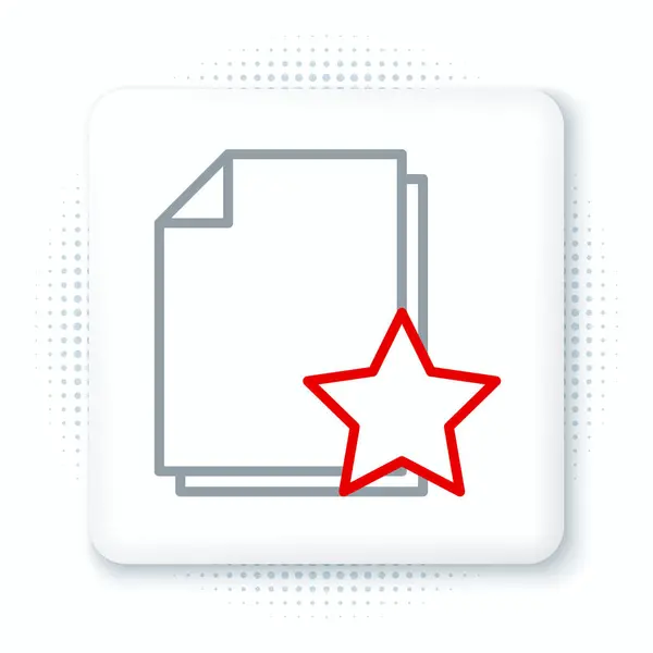 Documento Línea Con Icono Estrella Aislado Sobre Fondo Blanco Documento — Vector de stock