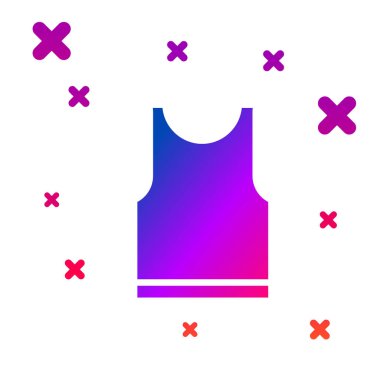 Beyaz arkaplanda renkli kolsuz tişört simgesi izole edildi. Kademeli rastgele dinamik şekiller. Vektör İllüstrasyonu.