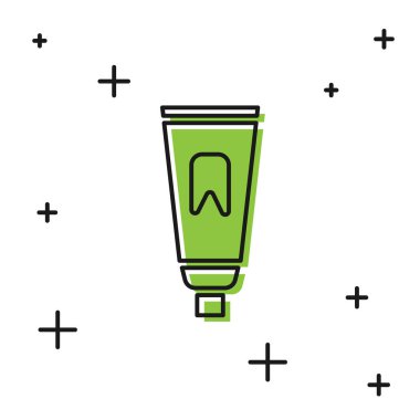 Beyaz arkaplanda siyah diş macunu simgesi var. Vektör İllüstrasyonu.