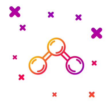 Beyaz arkaplanda renk çizgisi Molekül simgesi izole edildi. Kimya moleküllerinin yapısı, fen öğretmenlerinin yenilikçi eğitim posteri. Kademeli rastgele dinamik şekiller. Vektör.