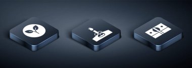 Isometric Bio yakıtı, kağıt para yığını ve itfaiye ikonuyla petrol platformu kur. Vektör.