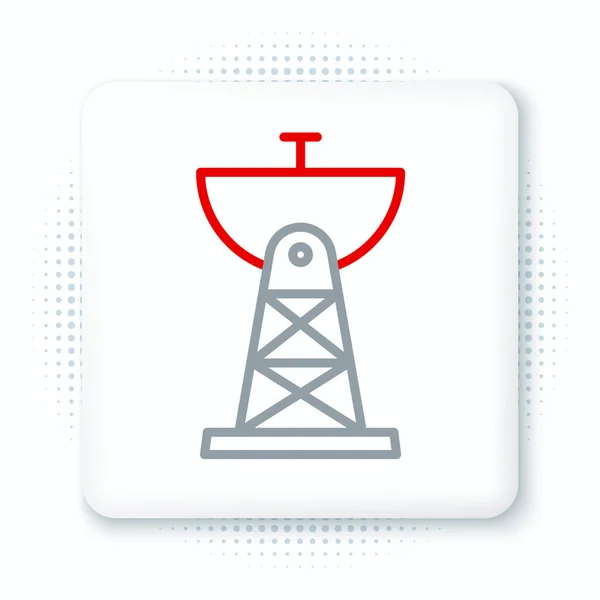 Ligne Icône Parabolique Isolé Sur Fond Blanc Antenne Radio Astronomie — Image vectorielle