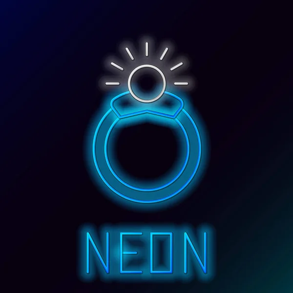Glödande Neon Linje Fantasy Magi Sten Ring Med Pärla Ikon — Stock vektor