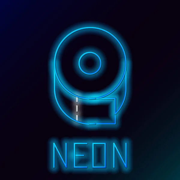 Glödande Neon Linje Toalettpapper Rulle Ikon Isolerad Svart Bakgrund Färgstarkt — Stock vektor