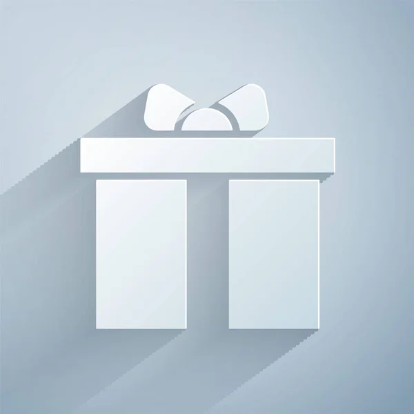 剪纸礼品盒图标孤立在灰色背景 生日快乐Happy Birthday Day 造纸艺术风格 — 图库矢量图片