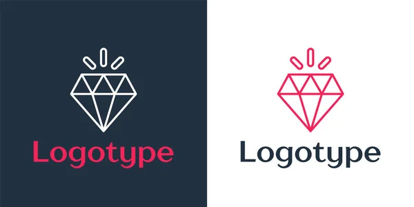 Logotype Line Ícone Diamante Isolado Fundo Branco Símbolo Jóias Pedra —  Vetores de Stock