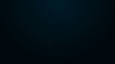 Siyah arka planda izole edilmiş karton kutuda parlayan neon çizgi patlamış mısır. Patlamış mısır kutusu. 4K Video hareketli grafik canlandırması