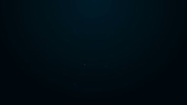 Parlayan neon hattı pul simgesi siyah arkaplanda izole edildi. 4K Video hareketli grafik canlandırması