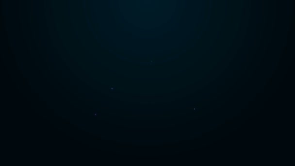 Linea neon luminosa Coperta da un vassoio di icona del cibo isolato su sfondo nero. Segnale vassoio e coperchio. Cloche ristorante con coperchio. Simbolo utensili da cucina. Animazione grafica 4K Video motion — Video Stock