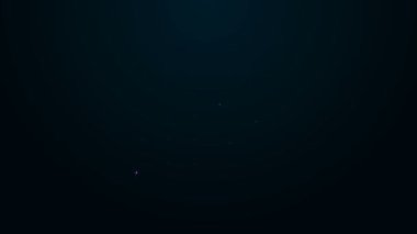 Parlayan neon çizgisi hesap makinesi. Siyah arkaplanda dolar sembolü simgesi var. Para tasarrufu konsepti. Muhasebe sembolü. 4K Video hareketli grafik canlandırması