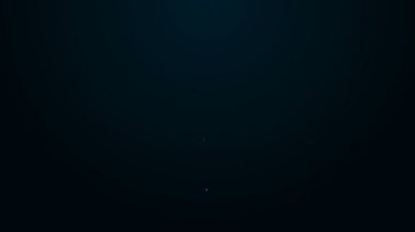 Siyah arkaplanda işaret simgesi olan parlayan neon hattı kalkanı. Koruma sembolü. Güvenlik kontrolü Simge. Kene izi onaylı simge. 4K Video hareketli grafik canlandırması